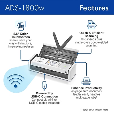 Brother ADS-1800W Wireless Compact Desktop Document Scanner Sansujyuku sansujyuku.com
