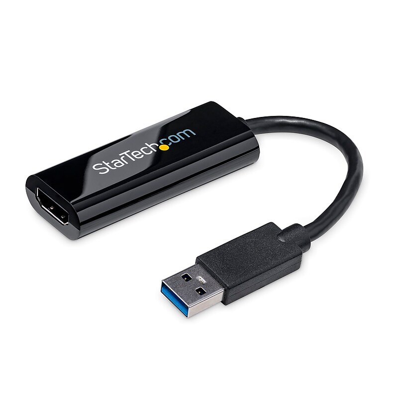StarTech 2.4" Slim USB 3.0 to HDMI External Multi Monitor Video Card Adapter,  Female to Male, Black (USB32HDES) image 1