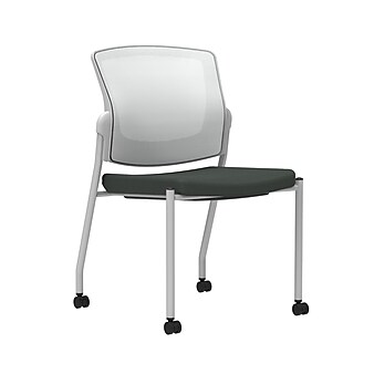 Union & Scale Workplace2.0™ Fabric Guest Chair, Iron Ore, Integrated Lumbar, Armless, Stationary Seat Control (53698)