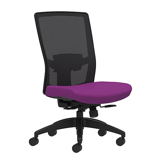 Union & Scale Workplace2.0™ Fabric Task Chair, Amethyst, Adjustable Lumbar, Armless, Synchro