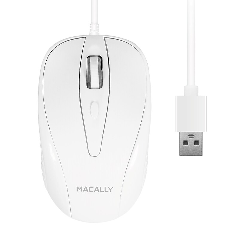 Macally Ergonomic Ambidextrous Optical USB Mouse, White (TURBO) image 1