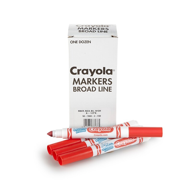 Crayola® Washable Broad Line Bulk Markers, 12 Pack, Red (58-7800-038) image 1