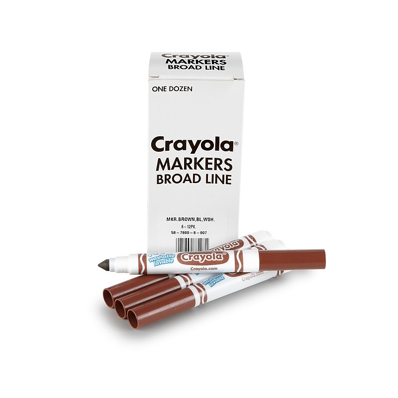 Crayola® Washable Broad Line Bulk Markers, 12 Pack, Brown (58-7800-007) image 1