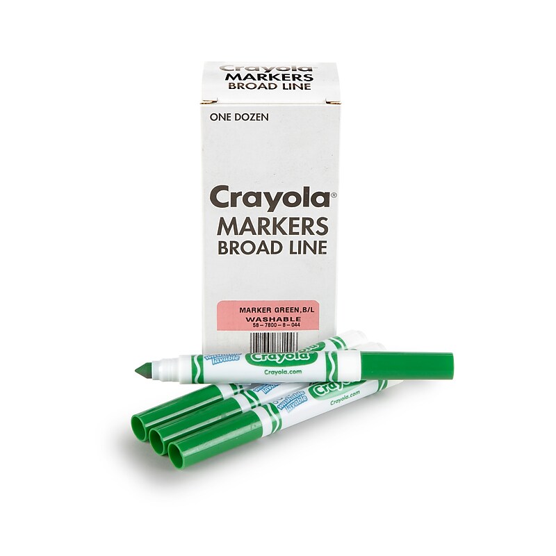 Crayola® Washable Broad Line Bulk Markers, 12 Pack, Green (58-7800-044) image 1