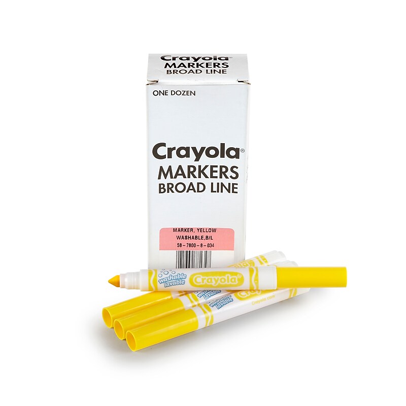 Crayola® Washable Broad Line Bulk Markers, 12 Pack, Yellow (58-7800-034) image 1