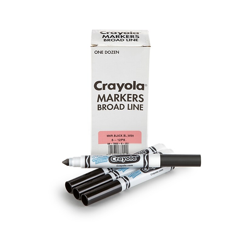 Crayola® Washable Broad Line Bulk Markers, 12 Pack, Black (58-7800-051) image 1
