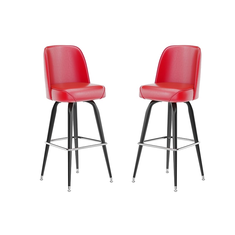 Flash Furniture James Traditional Vinyl Full Back Barstool, Red, 2-Pieces/Pack (2XUF125RED) image 1