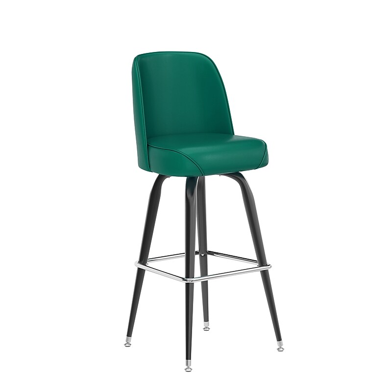 Flash Furniture James Traditional Vinyl Full Back Barstool, Green (XUF125GRN) image 1