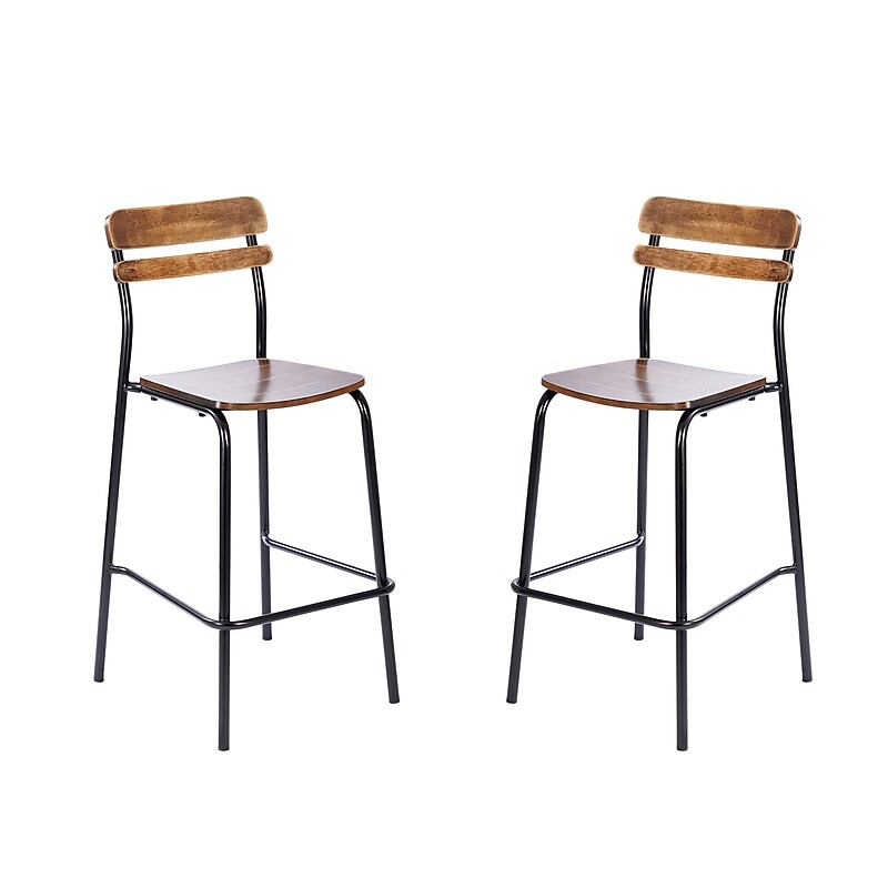Flash Furniture Cyprus Contemporary Steel/Wood Slat Back Barstool, Black/Copper, 2-Pieces/Pack (2XUCH10443BACP) image 1