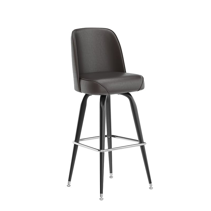 Flash Furniture James Traditional Vinyl Full Back Barstool, Dark Brown (XUF125DKBRN) image 1