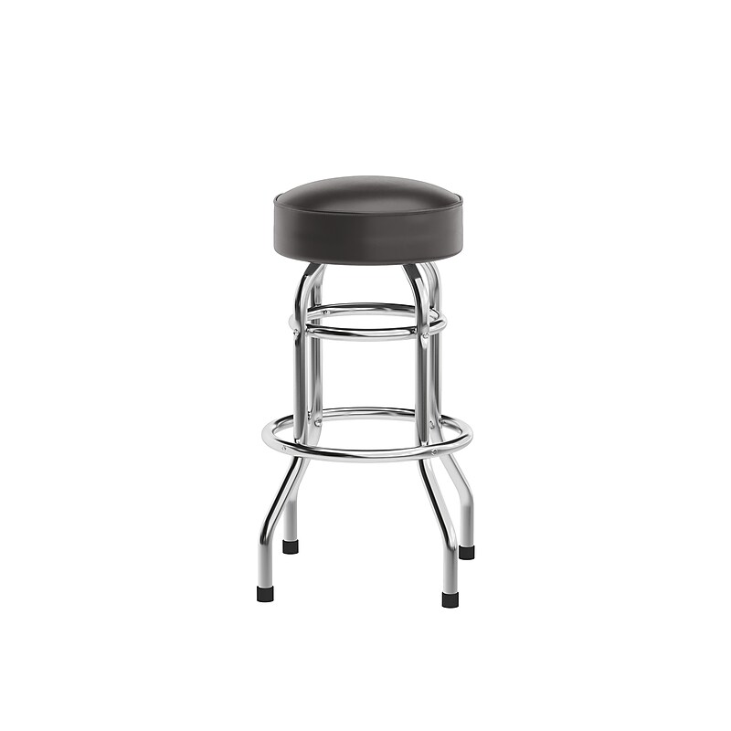 Flash Furniture Bruno Traditional Vinyl Double Ring Barstool without Back, Dark Brown (XUD100DKBRN) image 1