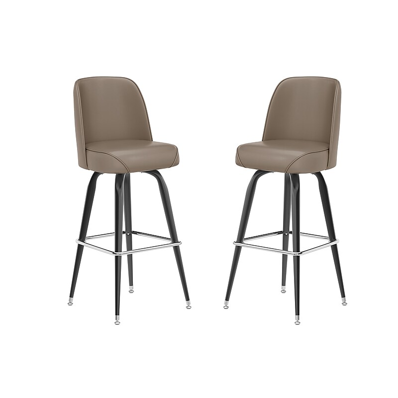Flash Furniture James Traditional Vinyl Full Back Barstool, Beige, 2-Pieces/Pack (2XUF125BEIGE) image 1