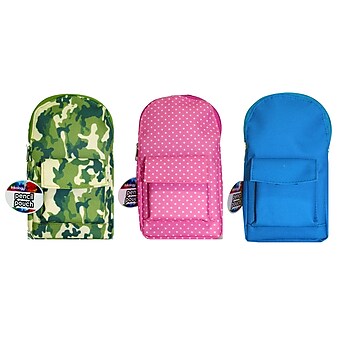 Inkology Back Pack Pencil Pouch, Assorted, 12 Pack (4899)