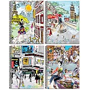 Inkology Travel 1 Subject Notebook, College Ruled, Assorted, 10.5" x 8", 12 Pack (3939)