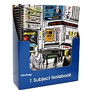Inkology Travel 1 Subject Notebook, College Ruled, Assorted, 10.5" x 8", 12 Pack (3939)