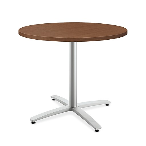 HON Between Round Table, Seated Height XBase, 36"D, Shaker Cherry