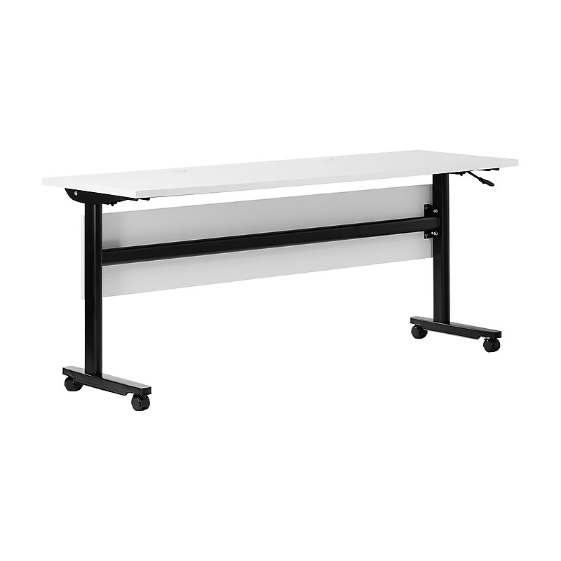 Flash Furniture Palmer 72"W x 24"D Foldable Training Room Table, Laminate, White Tabletop/Black Frame (MTM7224TLEGWB) image 1