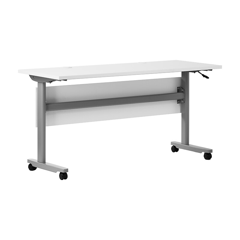 Flash Furniture Palmer 60"W x 24"D Foldable Training Room Table, Laminate, White Tabletop/Gray Frame (MTM6024TLEGWG) image 1