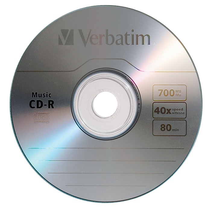 Verbatim Music 96155 52x CD-R, Silver, 25/Pack | Staples