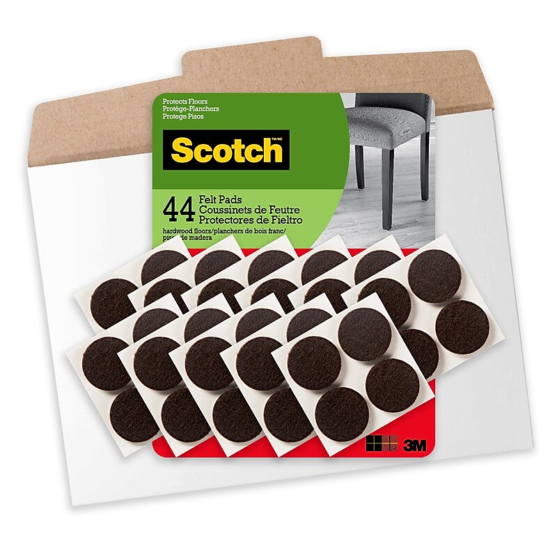 Scotch Felt Pads, Brown, 1", 44/Pack (FP821-44NA) image 1
