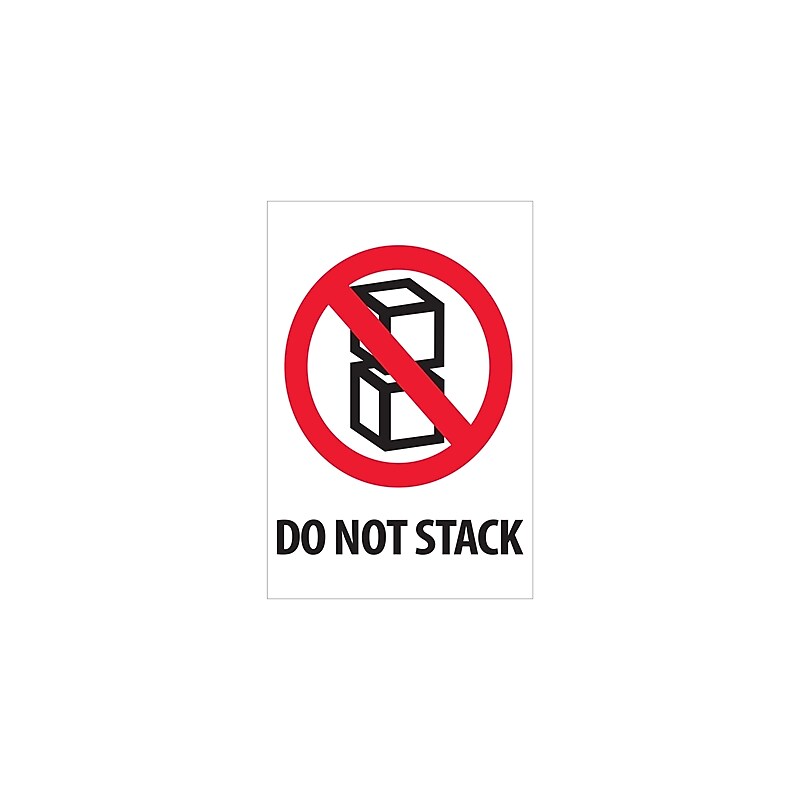 Tape Logic Labels, "Do Not Stack", 4 x 6", Red/White/Black, 500/Roll (IPM502) image 1
