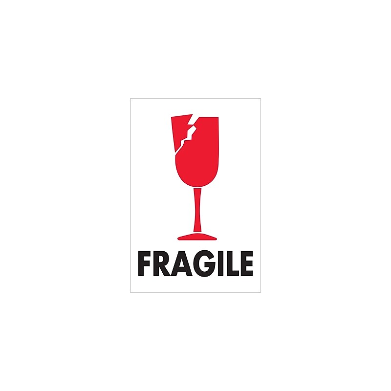 Tape Logic Labels, "Fragile", 4 x 6", Red/White/Black, 500/Roll (IPM503) image 1