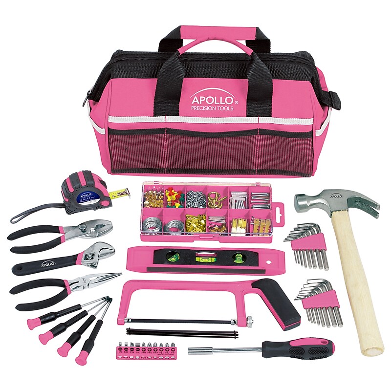 Apollo Tools Household Tool Kit with Bag, Pink, 201 Pieces (DT0020P) image 1