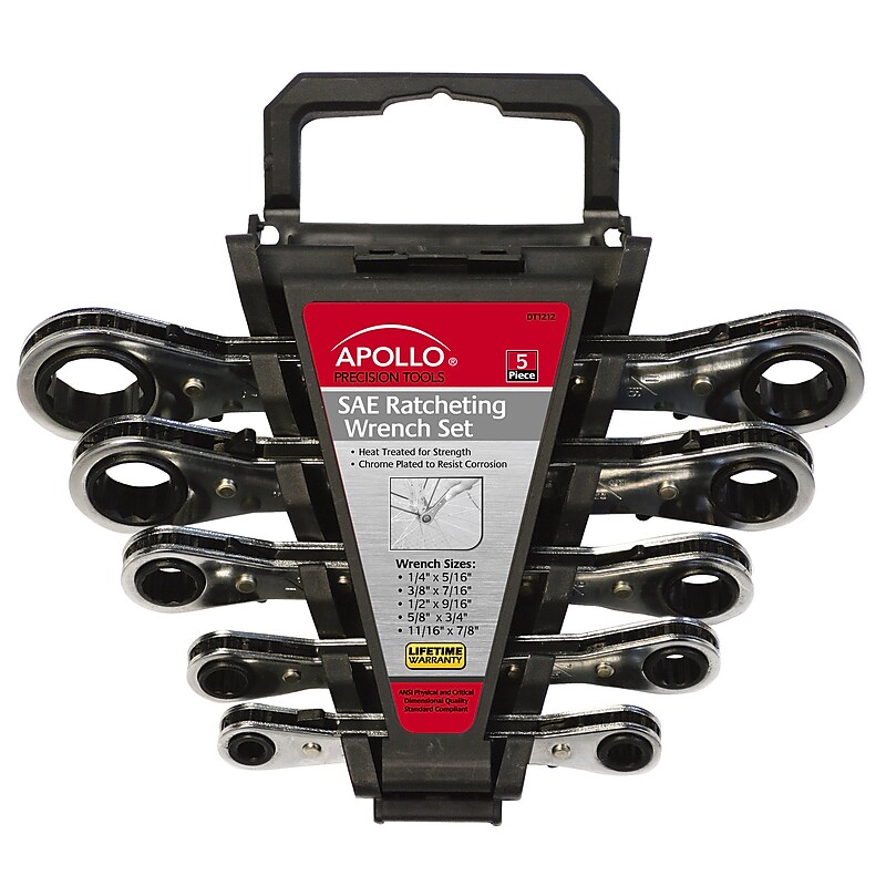 Apollo Tools SAE Ratcheting Wrench Set, 5 Piece (DT1212) image 1