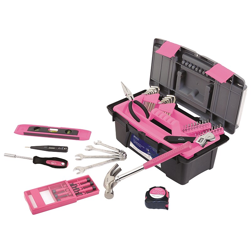 Apollo Tools Household Tool Kit with Tool Box Pink, 53 Pieces (DT9773P) image 1