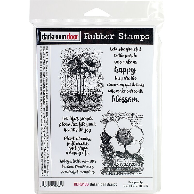 Darkroom Door Botanical Script Darkroom Door Cling Stamps, 7.3" x 5.1" (DDRS186) image 1