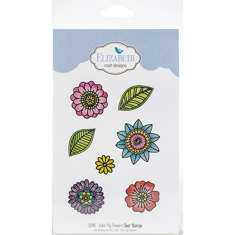 Elizabeth Craft Designs Color My Flowers Clear Stamps (CS094) image 1