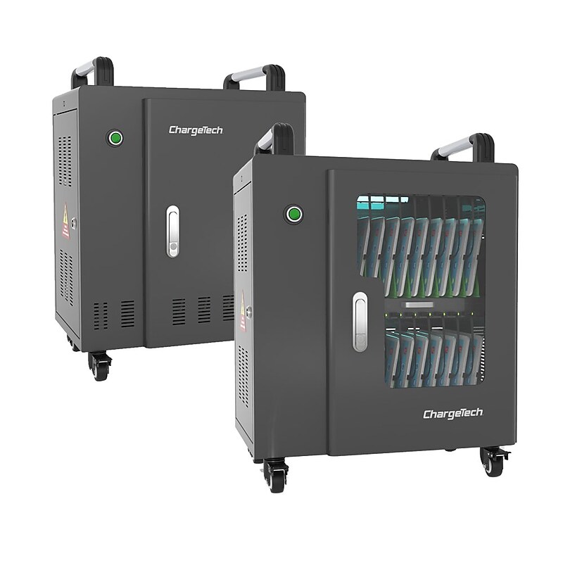 ChargeTech 20 Bay UV Disinfecting & Charging Cart for Tablets & Cell Phones, Black (UVSB20) image 1