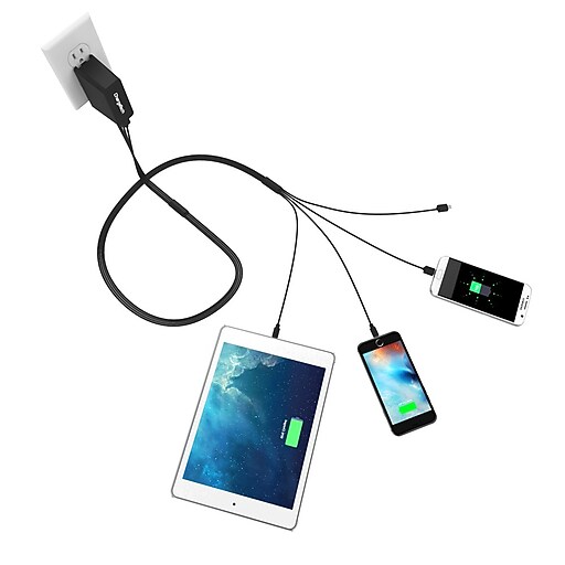 ChargeTech Universal MultiCharging Cable Squid, (4) Braided Cables, 6