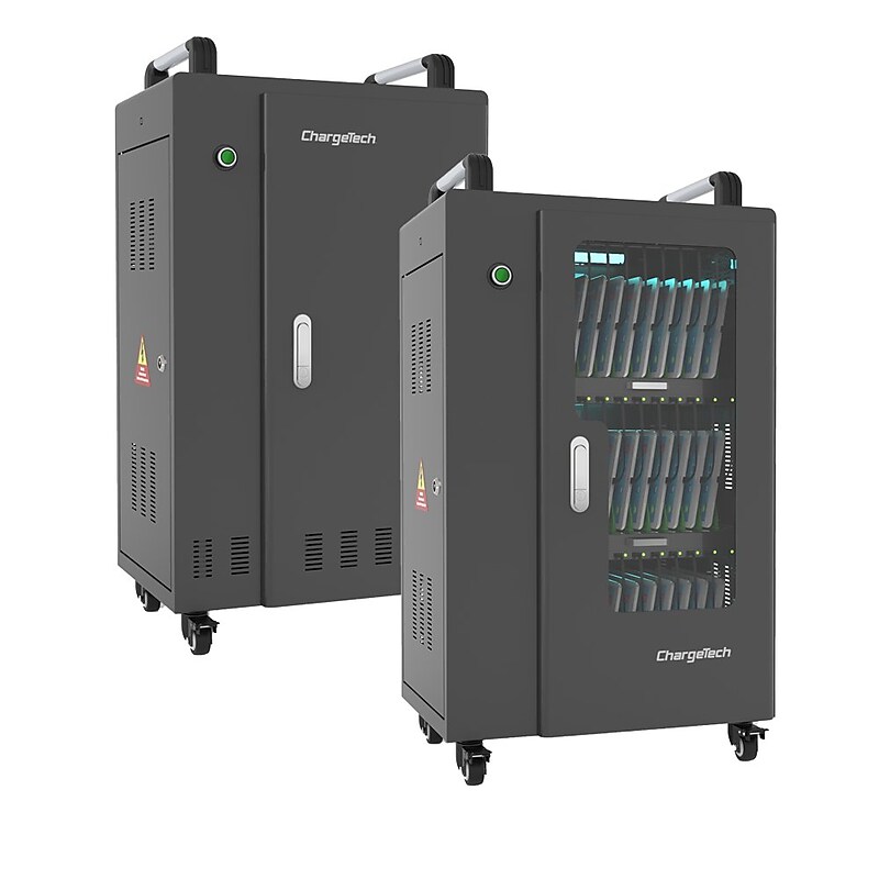 ChargeTech 30 Bay UV Disinfecting & Charging Cart for Tablets & Cell Phones, Black (UVSB30) image 1