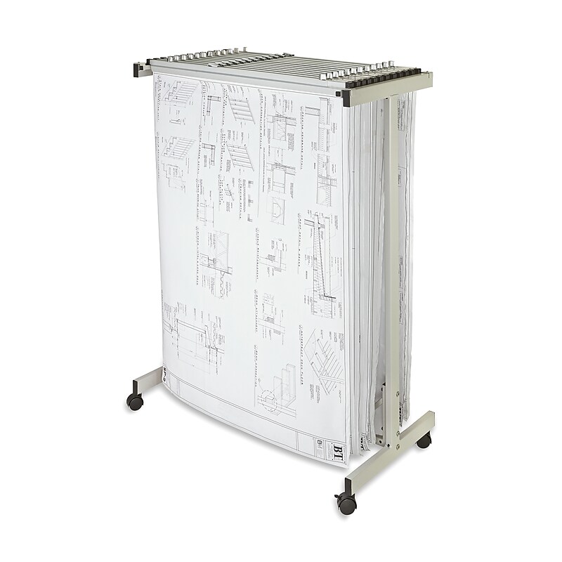AdirOffice Mobile Plan Center for Blueprints Adjustable Large File Stand Storage Cart, Gray (615) image 1