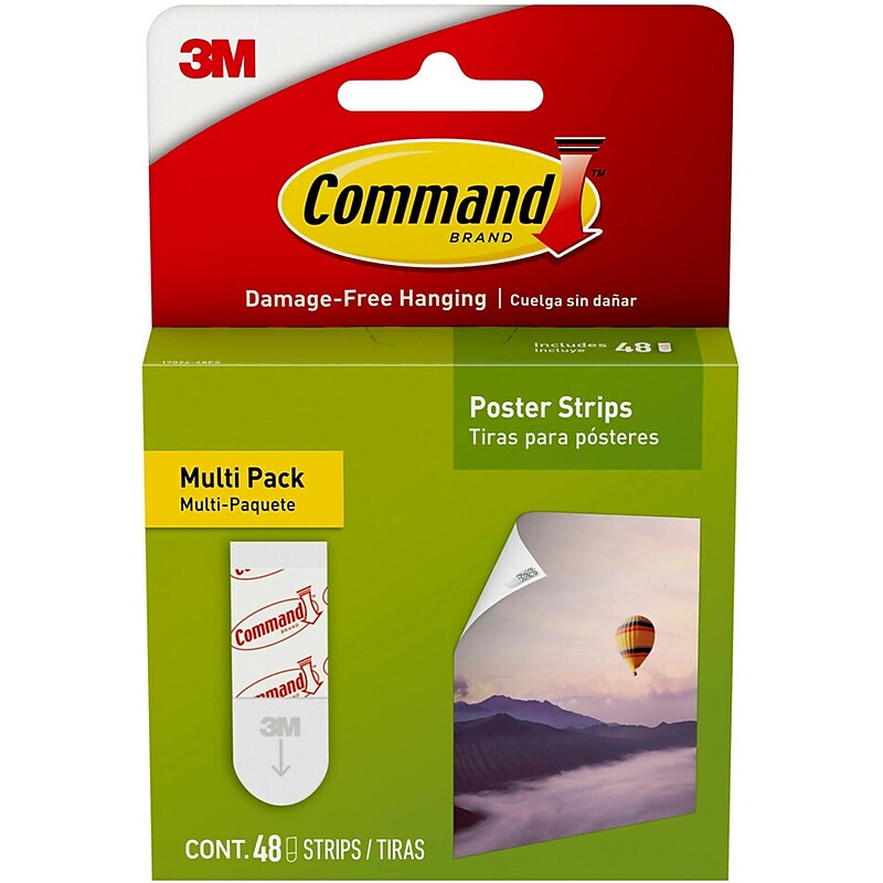 Command Multi-Pack Small Poster Hanging Strips, White, 48 Strips/Pack (17024-48ES) image 1