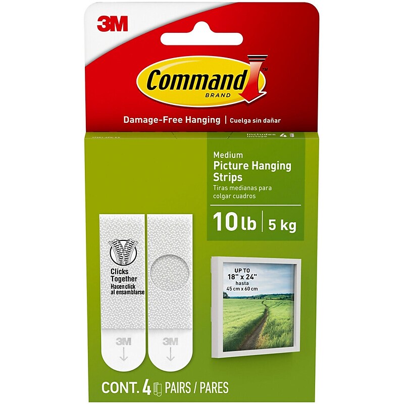 Command Medium Hanging Strips, 10 lb., White, 4/Pack (17201-4PK-ES) image 1