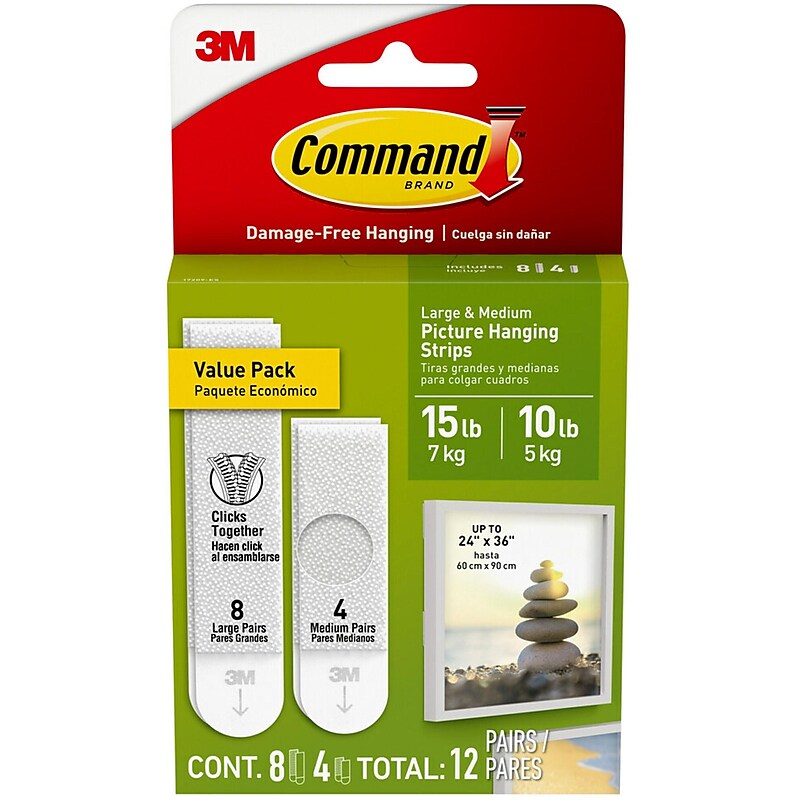 Command Assorted Size Picture Hanging Strips, 12 Pairs/Pack (17209-ES) image 1
