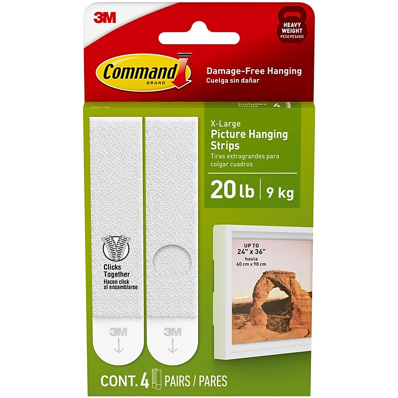 Command X-Large Picture Hanging Strips, White, 4 Strips/Pack (17217-ES) image 1