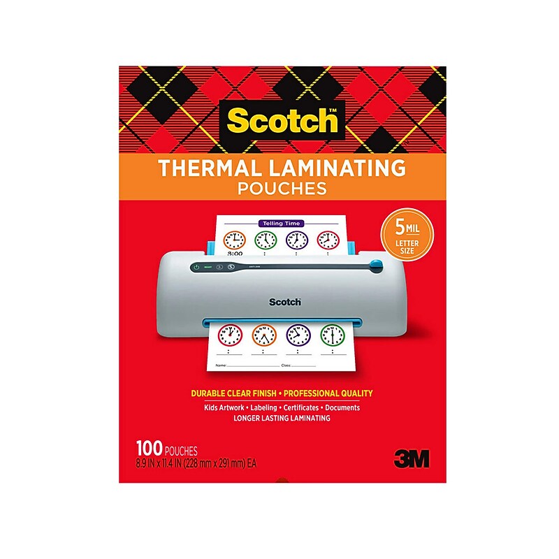 Scotch Letter Laminating Pouches, 5 mil, 100/Pack