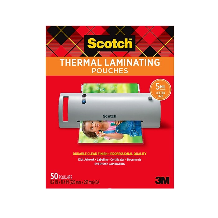 Scotch Thermal Laminating Pouches, Letter Size, 5 Mil, 50/Pack
