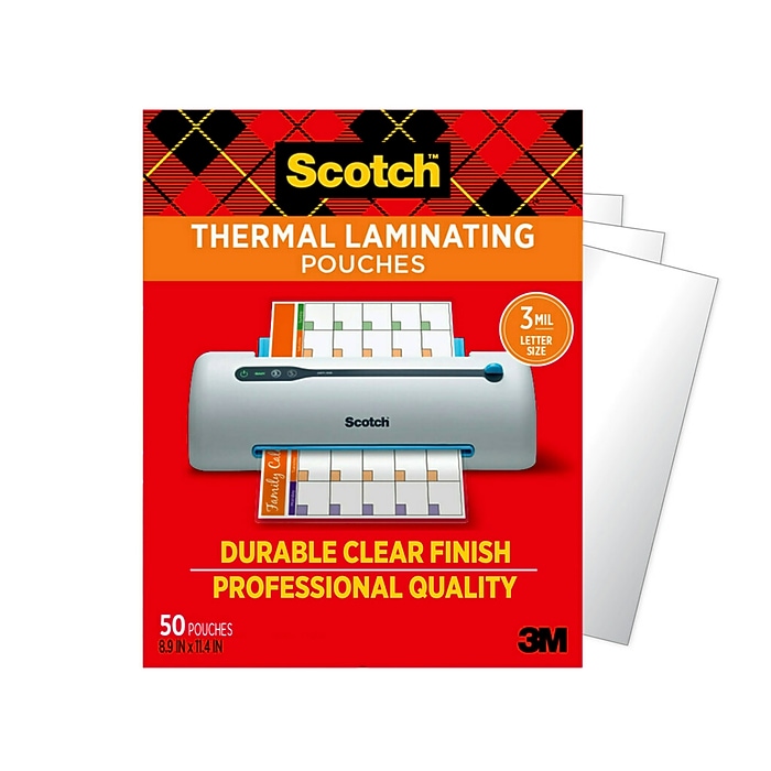 Scotch Thermal Laminating Pouches, Letter Size, 3 Mil, 50/Pack