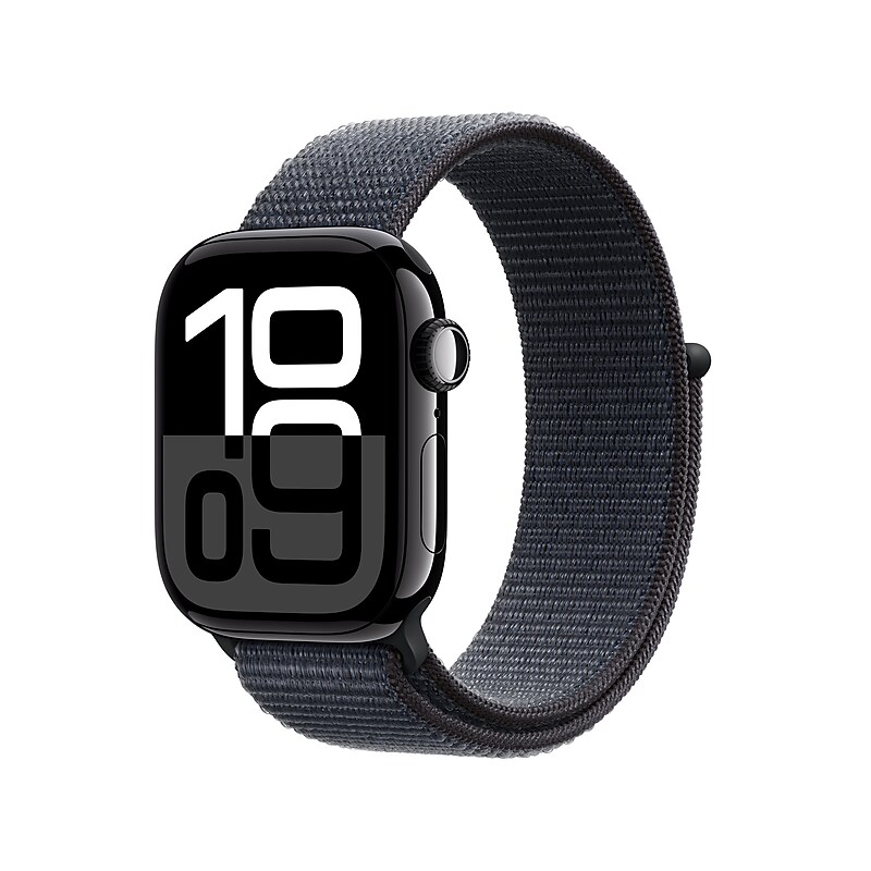 Apple Watch Series 10 GPS Smartwatch, 42mm, Jet Black Aluminum Case with Ink Sport Loop (MWWG3LW/A) image 1
