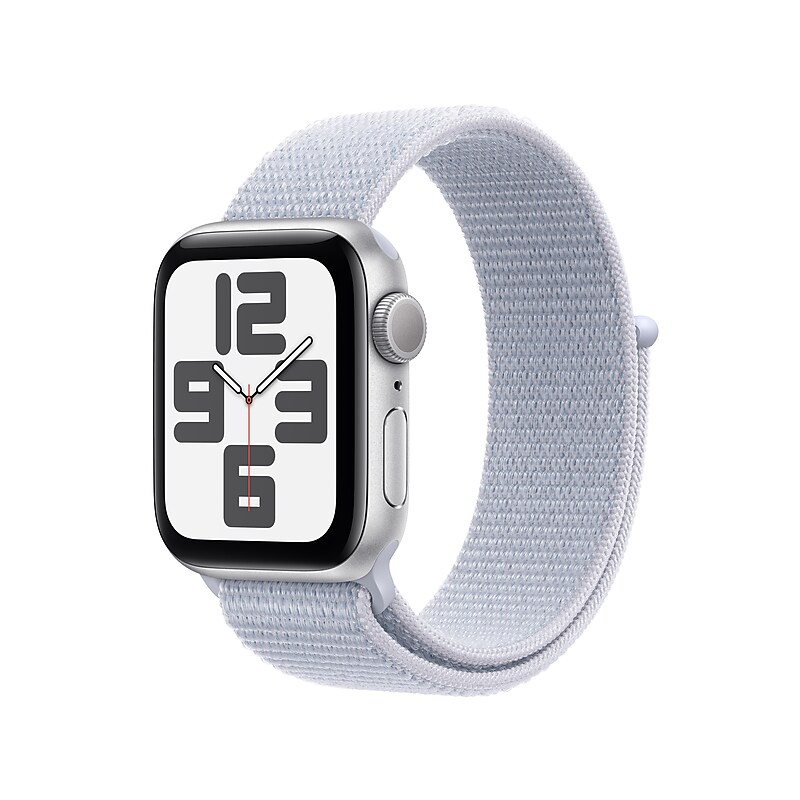 Apple Watch SE GPS Smartwatch, 40mm, Silver Aluminum Case with Blue Cloud Sport Loop, One Size (MXEE3LL/A) image 1