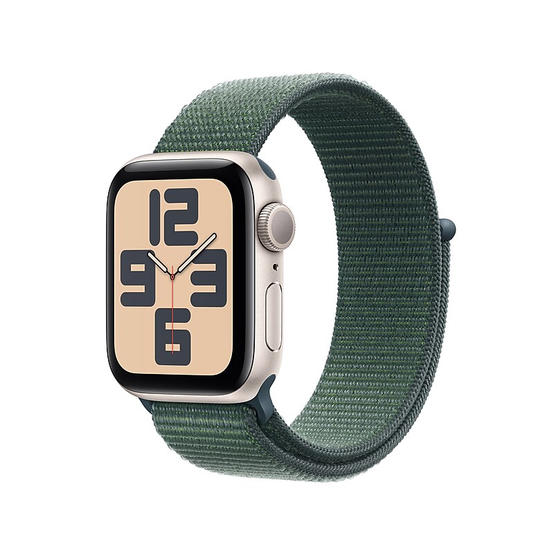 Apple Watch SE GPS Smartwatch, 40mm, Starlight Aluminum Case with Lake Green Sport Loop (MXEH3LL/A) image 1
