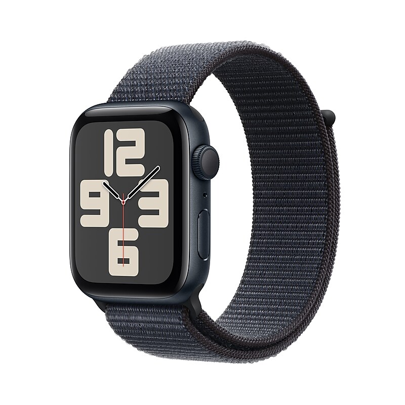 Apple Watch SE GPS Smartwatch, 44mm, Midnight Aluminum Case with Ink Sport Loop (MXEP3LL/A) image 1