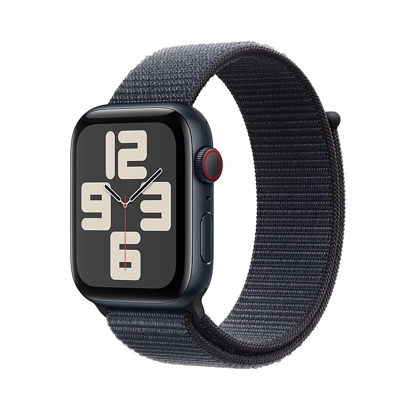 Apple Watch SE GPS + Cellular Smartwatch, 44mm, Midnight Aluminum Case with Ink Sport Loop (MXG33LL/A) image 1