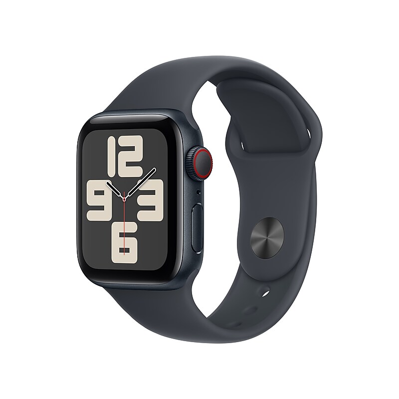 Apple Watch SE GPS + Cellular Smartwatch, 40mm, Midnight Aluminum Case with Midnight Sport Band, Medium/Large (MXFT3LL/A) image 1