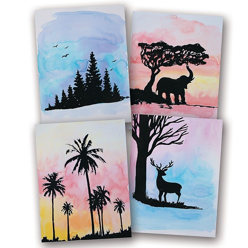 S&S Easy Way Watercolor Craft Kit: Nature Silhouettes, 24/Pack (GP3331) image 1