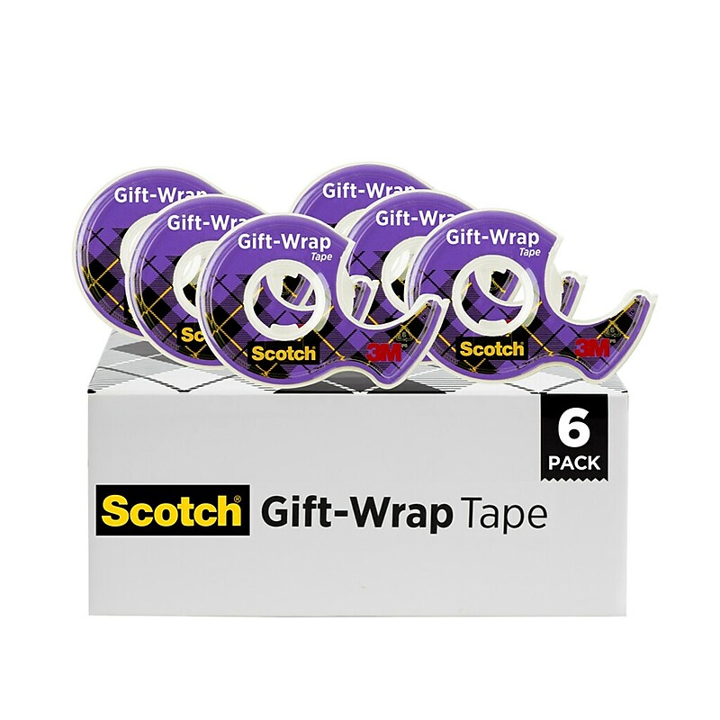 Scotch Gift-Wrap Transparent Tape with Dispenser, 3/4" x 18 yds, 1" Core, 6 Dispensers/Pack (615-SIOC) image 1